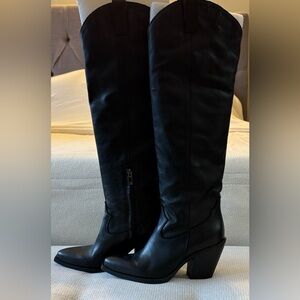 Sundance Black Over the Knee Boots